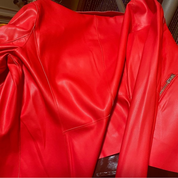Anne Klein Bold Red Leather Jacket - Picture 5 of 5